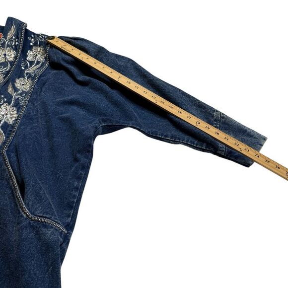 Vintage Niya Collection Heavily Embellished Blue Denim Jean Jacket Sz M - Picture 14 of 16